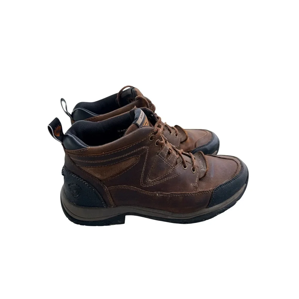 Ariat ATS Mens Brown Leather Lace Up Work Boots Mid Top Hiking Shoes Size 9.5D